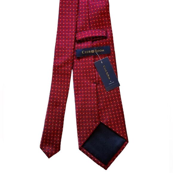 NWT Club Room 100% Silk Red Tie Polka Dot - Picture 1 of 6